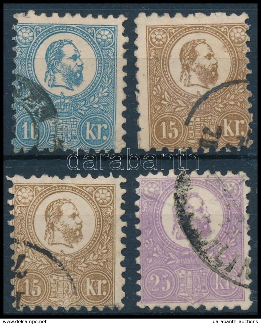 O 1871 Kőnyomat 10kr, 2 Különböző Színárnyalatú 15kr, 25kr (133.000) / Mi 4, 2 X 5 (different Shades), 6 - Autres & Non Classés