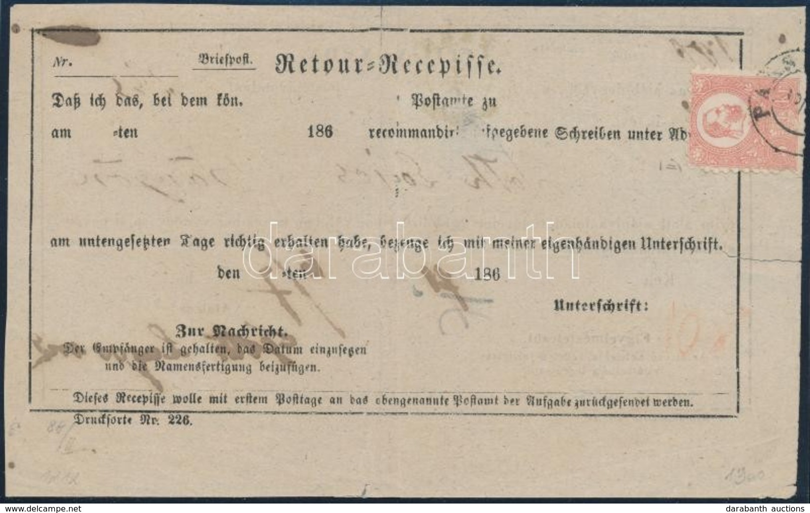 1871 Kőnyomat 5kr Tértivevényen / Mi 3 On Retour Recepisse 'PAKS'. RRR! - Autres & Non Classés