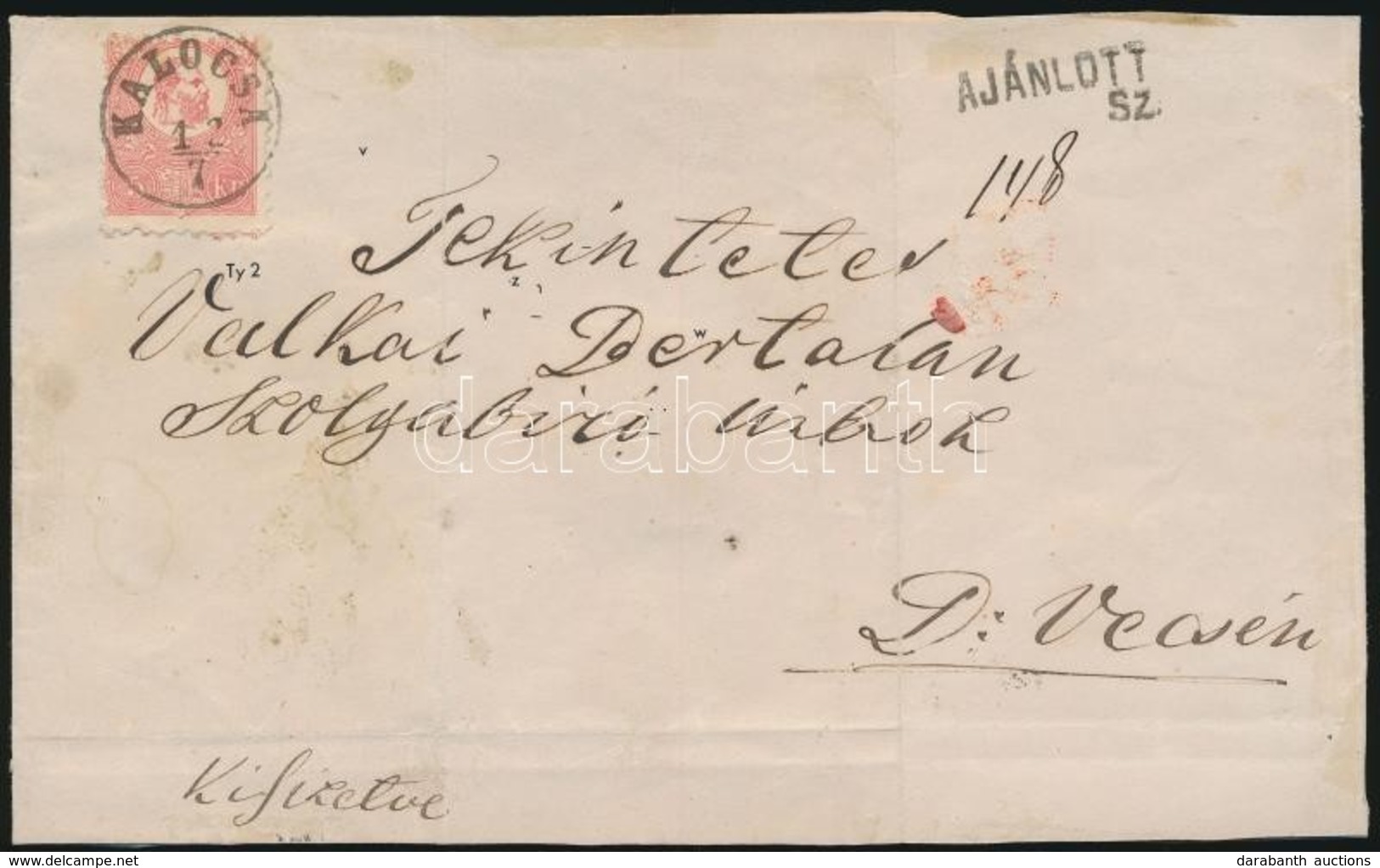 1871 Kőnyomat 5kr + 10kr Ajánlott Levélen / Mi 3 + 4 On Registered Cover 'KALOCSA' - D.Vecse - Autres & Non Classés