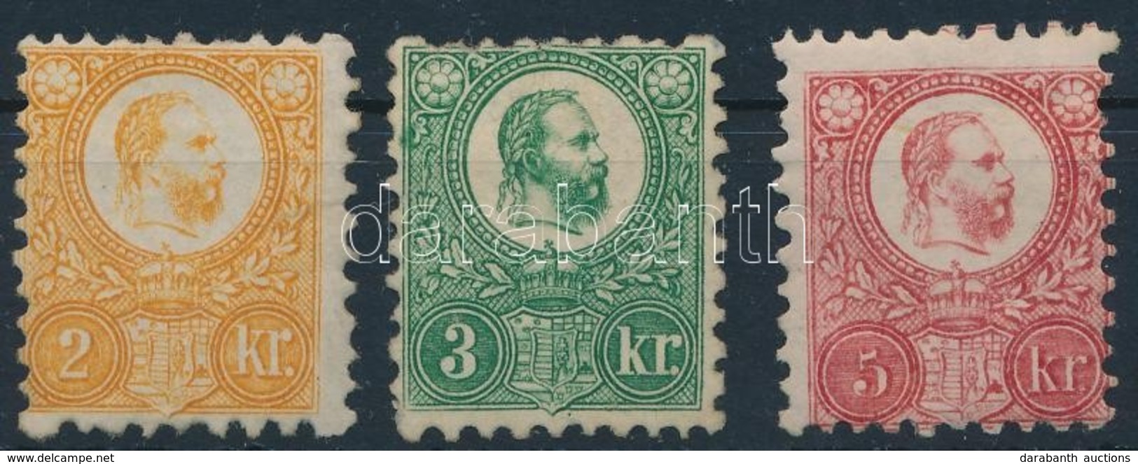 * 1871 Réznyomat 2kr, 3kr, 5kr Eredeti Gumival, Falcosak (66.000) / Mi 8a, 9a, 10a With Original Gum, Hinged - Other & Unclassified