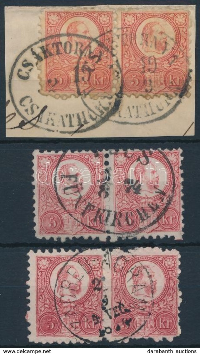 O 1871 3 Réznyomat 5kr Pár Kétnyelvű Bélyegzéssel / Mi 10 3 Pairs With Bilingual Postmarks - Andere & Zonder Classificatie