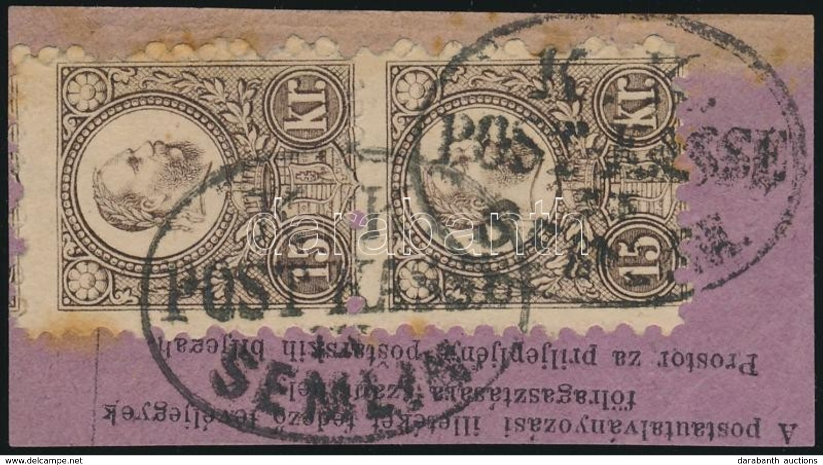 1871 Réznyomat 15kr Pár Kivágáson / Pair On Cutting 'K.K. POSTKASSE SEMLIN' - Autres & Non Classés