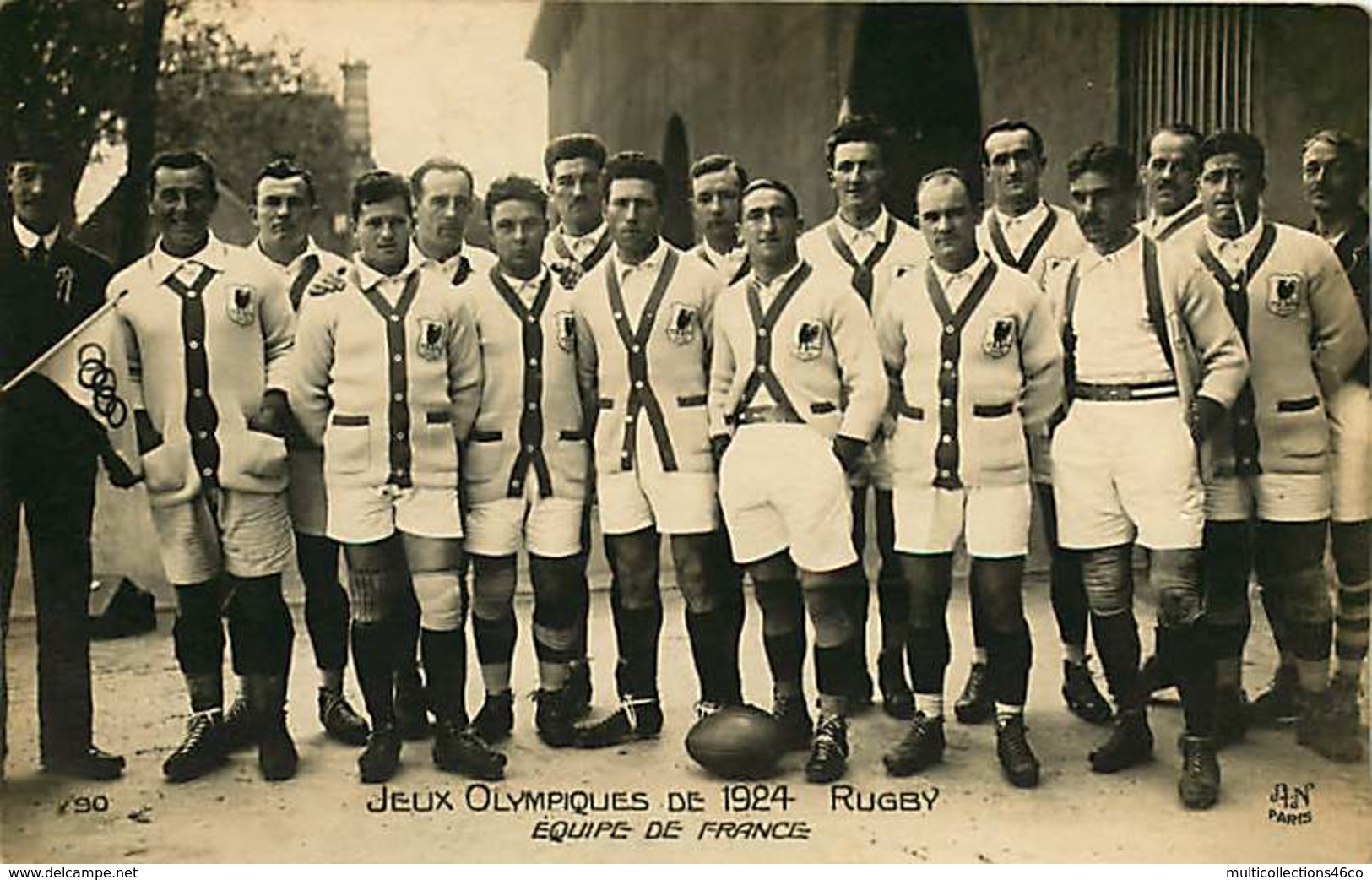 120419 - CARTE PHOTO SPORT RUGBY Jeux Olympiques 1924 équipe De France Liste Des Joueurs Certains Du Stade Toulousain - Rugby