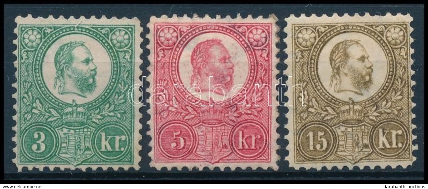 * 1883 Újnyomat / Reprints  3kr, 5kr, 15kr (29.000) - Autres & Non Classés