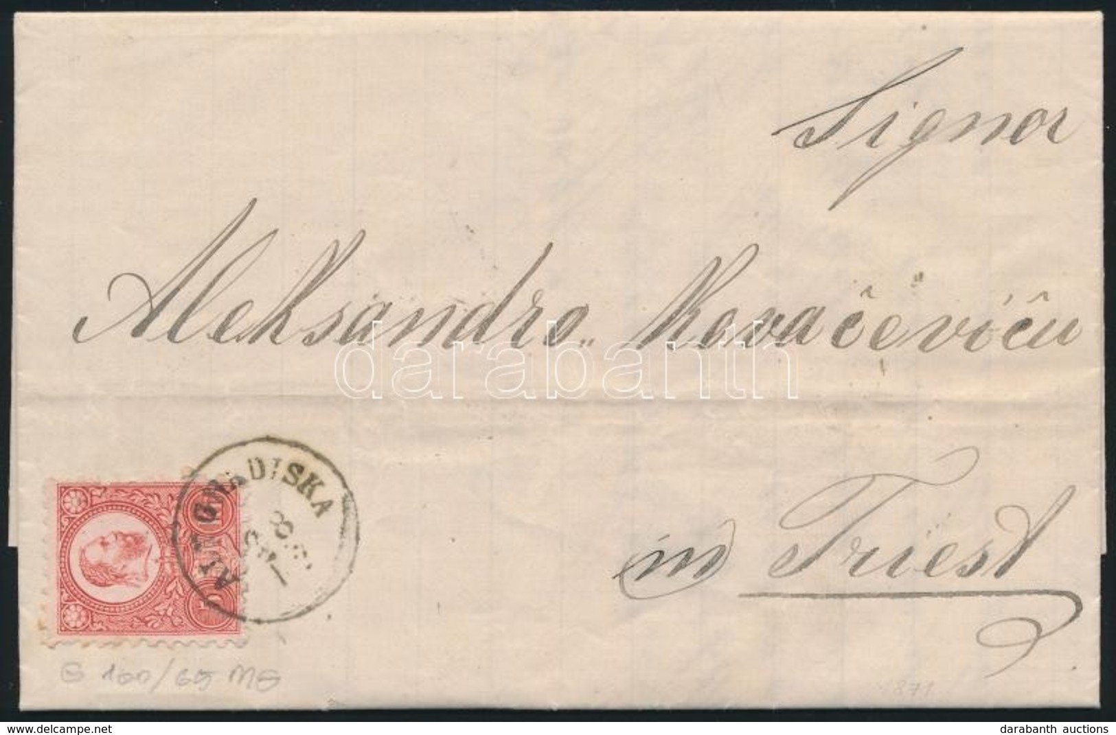 1871 Réznyomat 5kr Levélen / Mi 10 On Cover 'ALT GRADISKA' - 'SISAK' - 'TRIEST' - Other & Unclassified