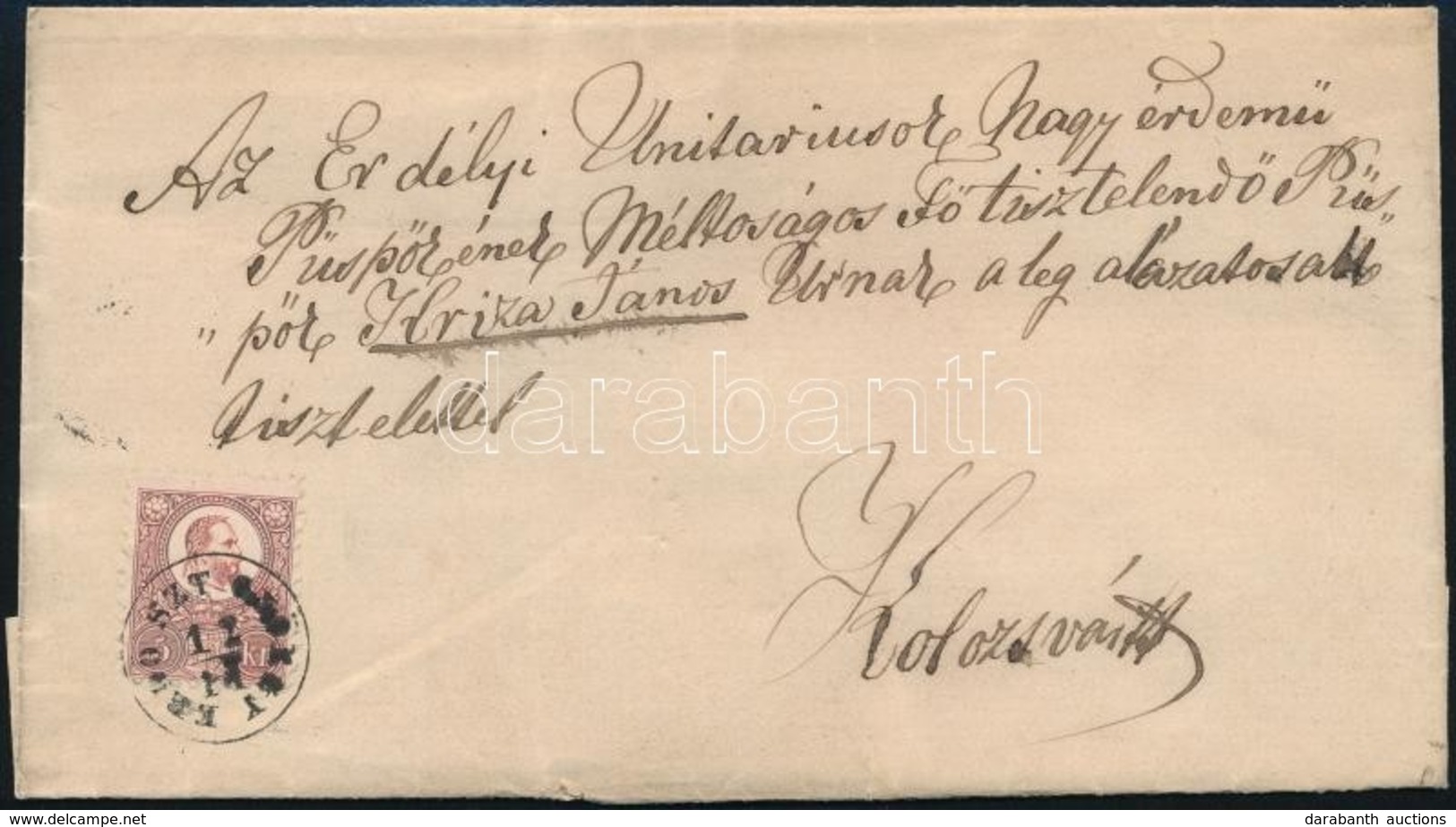 1871 Réznyomat 5kr Levélen / Mi 10 On Cover 'ERDŐ SZT. GYÖRGY' - Kolozsvár - Other & Unclassified