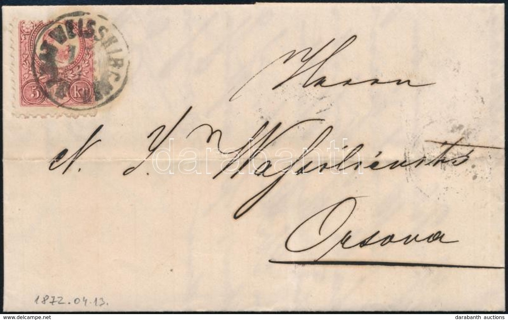 1872 Réznyomat 5kr Levélen / Mi 10 On Cover 'BANAT WEISSKIRCHEN' - Other & Unclassified