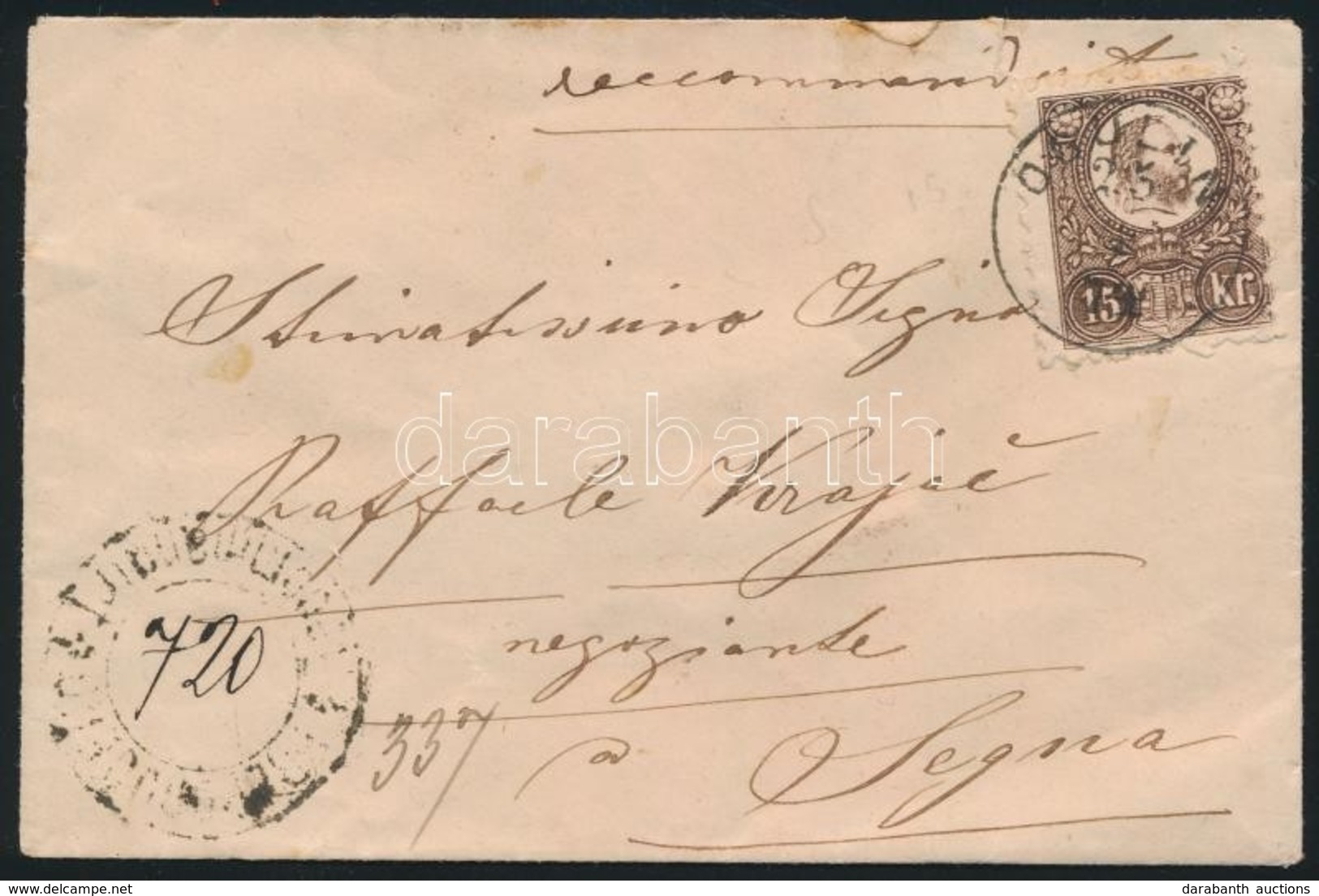 1872 Réznyomat 15kr Ajánlott Levélen / Mi 11 On Registered Cover 'OGULIN' + Kétnyelvű Ajánlási Bélyegzés / + Bilingual R - Autres & Non Classés