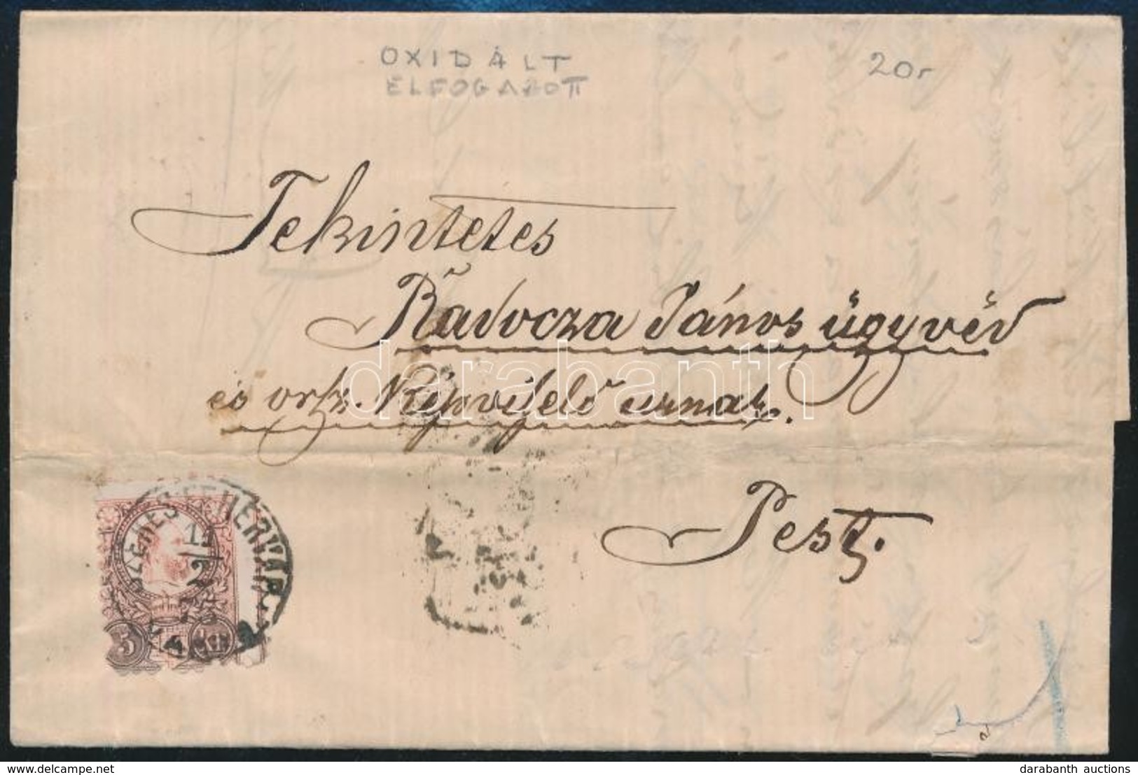1875 5kr Elfogazott, Oxidált Bélyeg, Levélen / Oxidized, With Shifted Perforation, On Cover 'SZÉKESFEHÉRVÁR' - Pest - Other & Unclassified
