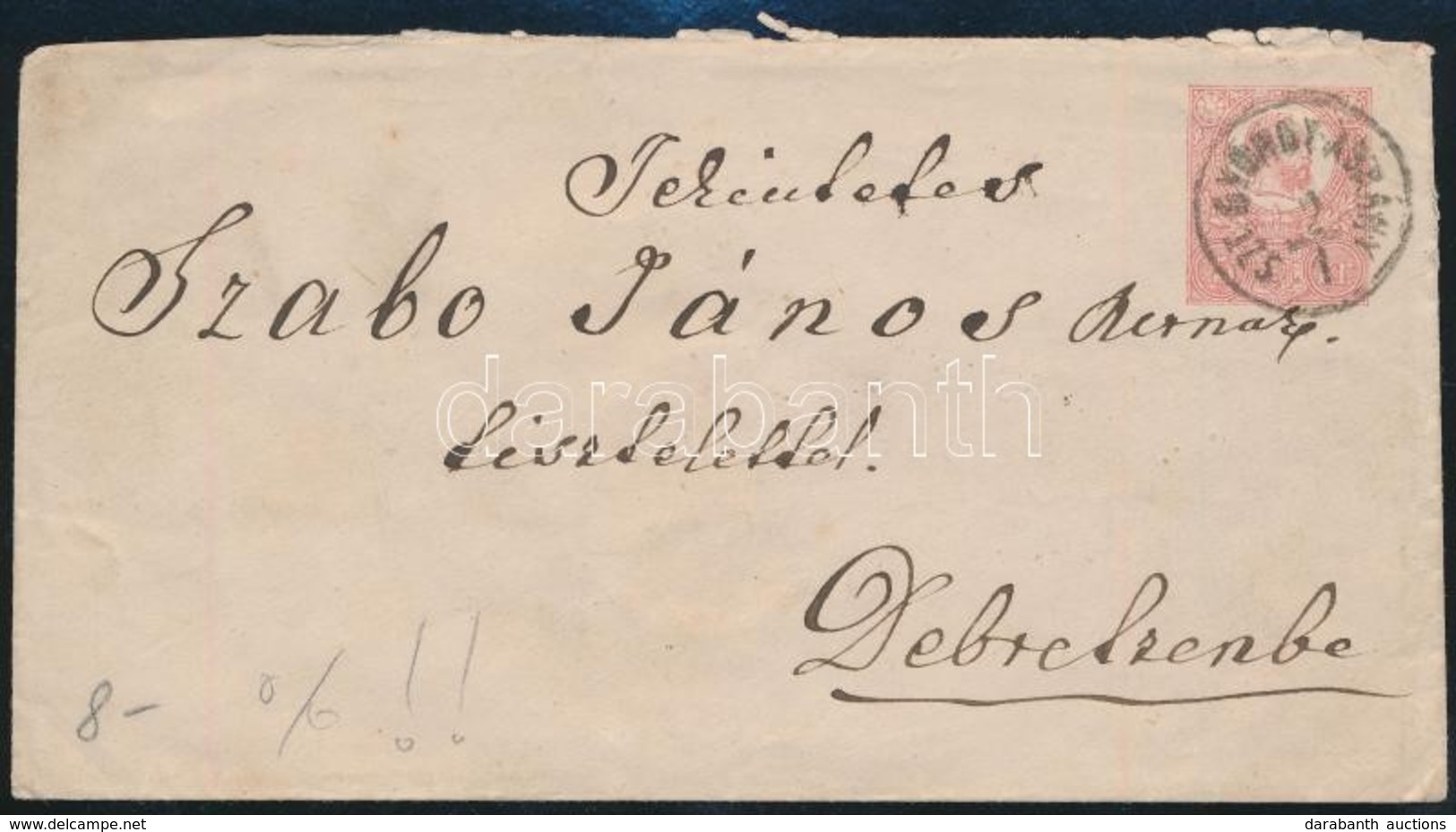 1875 5kr Díjjegyes Boríték / PS-cover 'SZT.GYÖRGY ÁBRÁNY' (Gudlin 400 P) - Debrecen - Other & Unclassified