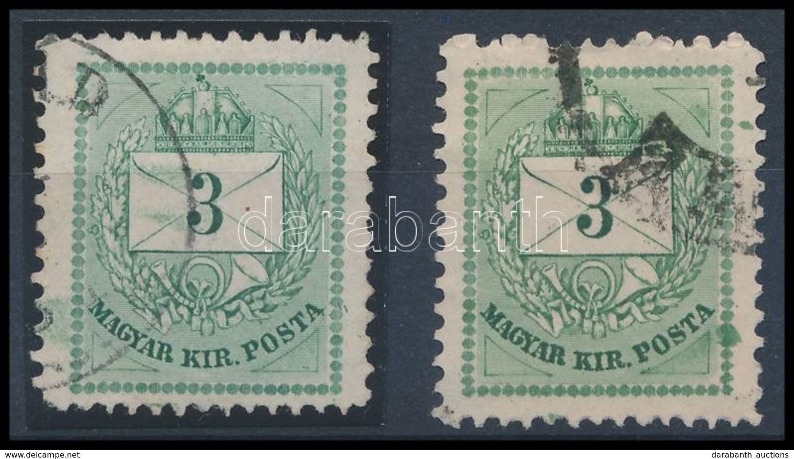 O 1874 2 X 3kr Lemezhibával, Festékfoltokkal / Plate Flaws, Paint Spots - Sonstige & Ohne Zuordnung