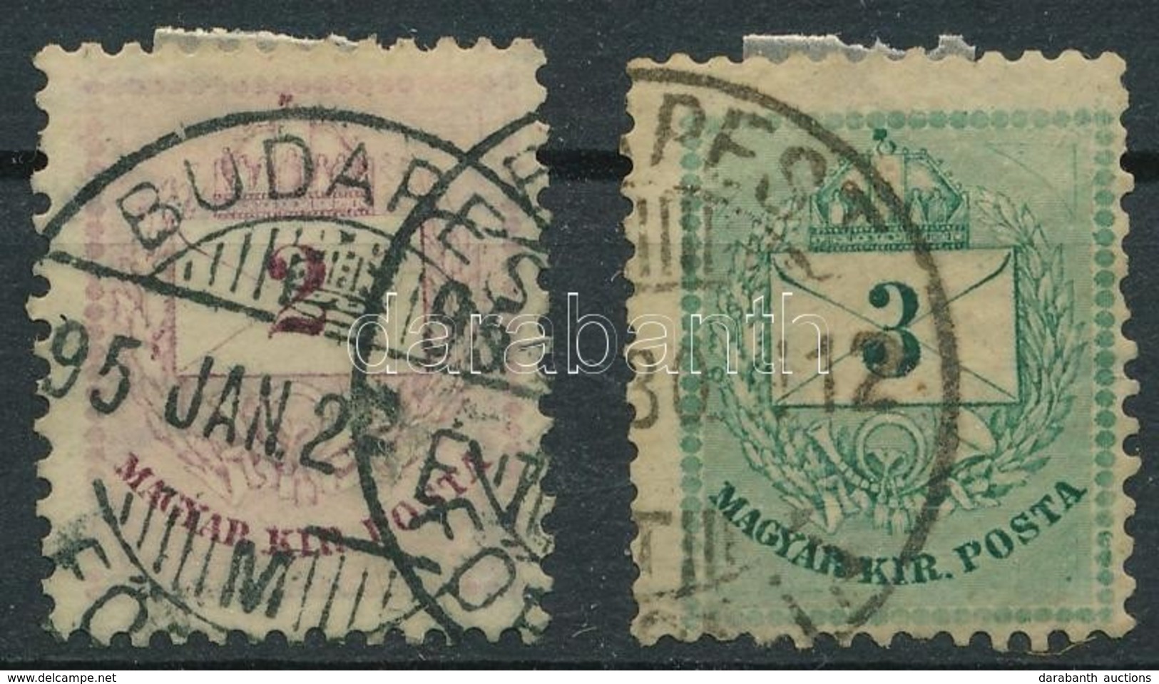 O 1881 2kr, 3kr, A Vízlejben Az 'r' Betű Hiányával / Watermark Error - Autres & Non Classés