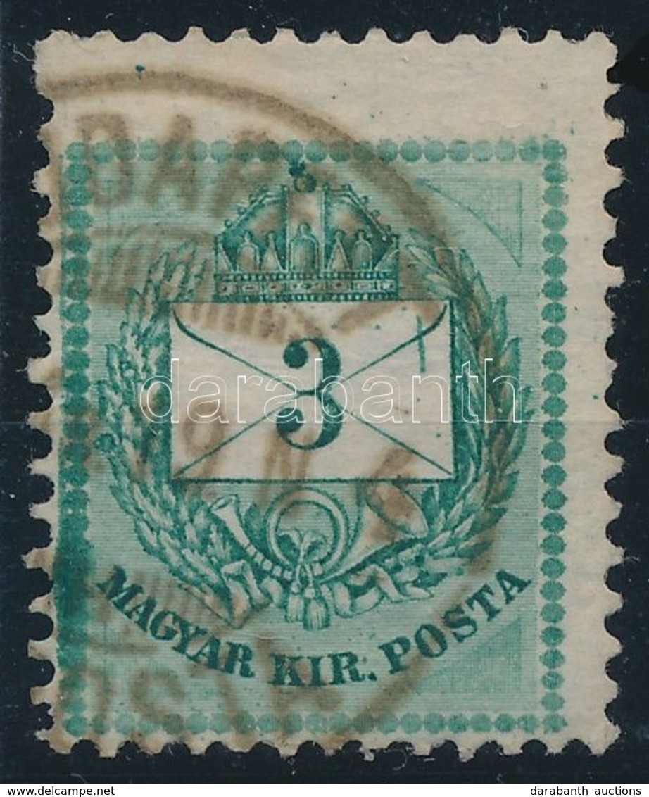 O 1881 3kr Extra Magasra Fogazott Bélyeg (26 Mm) Egy Foglyuk Kimaradt / Perforation Error - Other & Unclassified