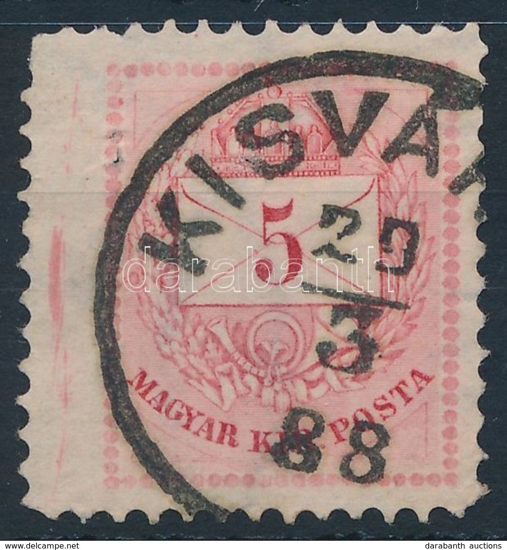 O 1881 5kr Extra Szélesre Fogazva, Festékcsíkkal / Strongly Shifted Perforation, Paint Stripe - Autres & Non Classés