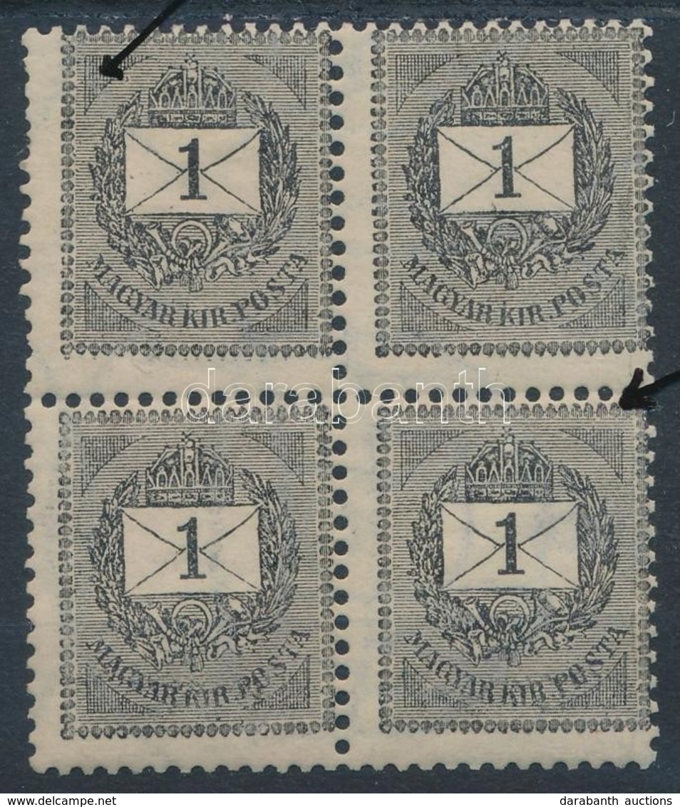 ** 1898 1kr Négyestömb Szép Elfogazással / Block Of 4 With Shifted Perforation - Autres & Non Classés
