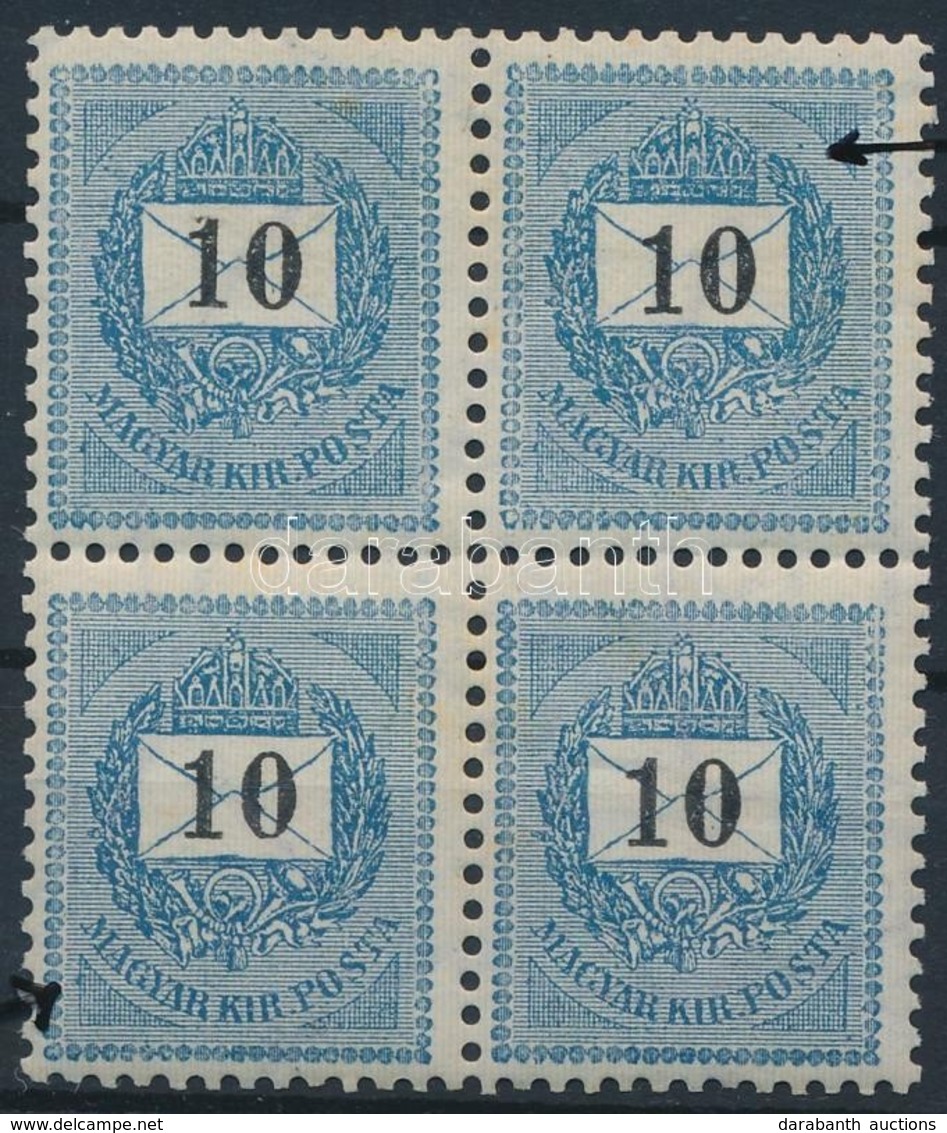 ** 1898 10kr Négyestömb Lemezhibákkal / Block Of 4 With Plate Flaws (halvány Rozsda / Light Stain) - Autres & Non Classés