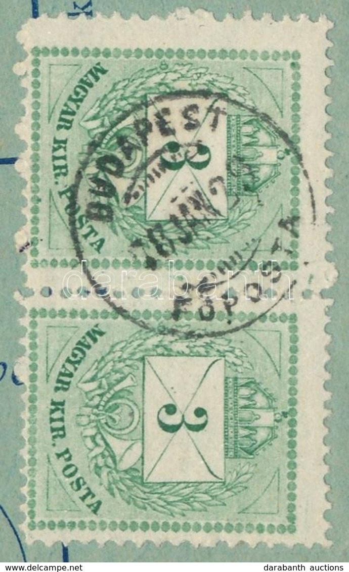 1878 Díjjegyes Posta Utánvételi Jegy 2 X 3kr Bélyeggel / 2 X 3kr On PS-money Order 'BUDAPEST' - Autres & Non Classés