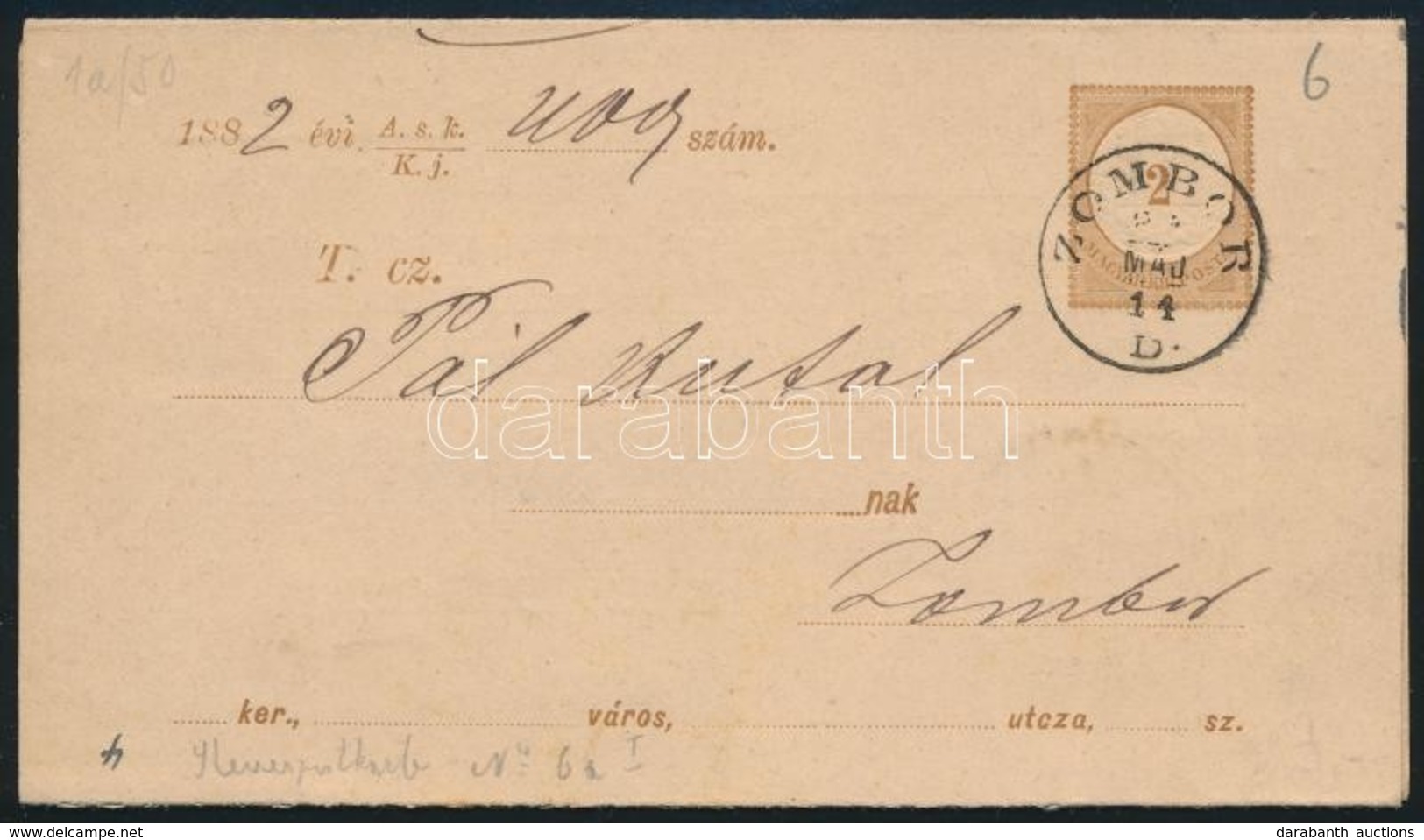 1882 Összefüggő Adóintés / Tax Warning Card 'ZOMBOR' (1c - 3 Típus) - Autres & Non Classés