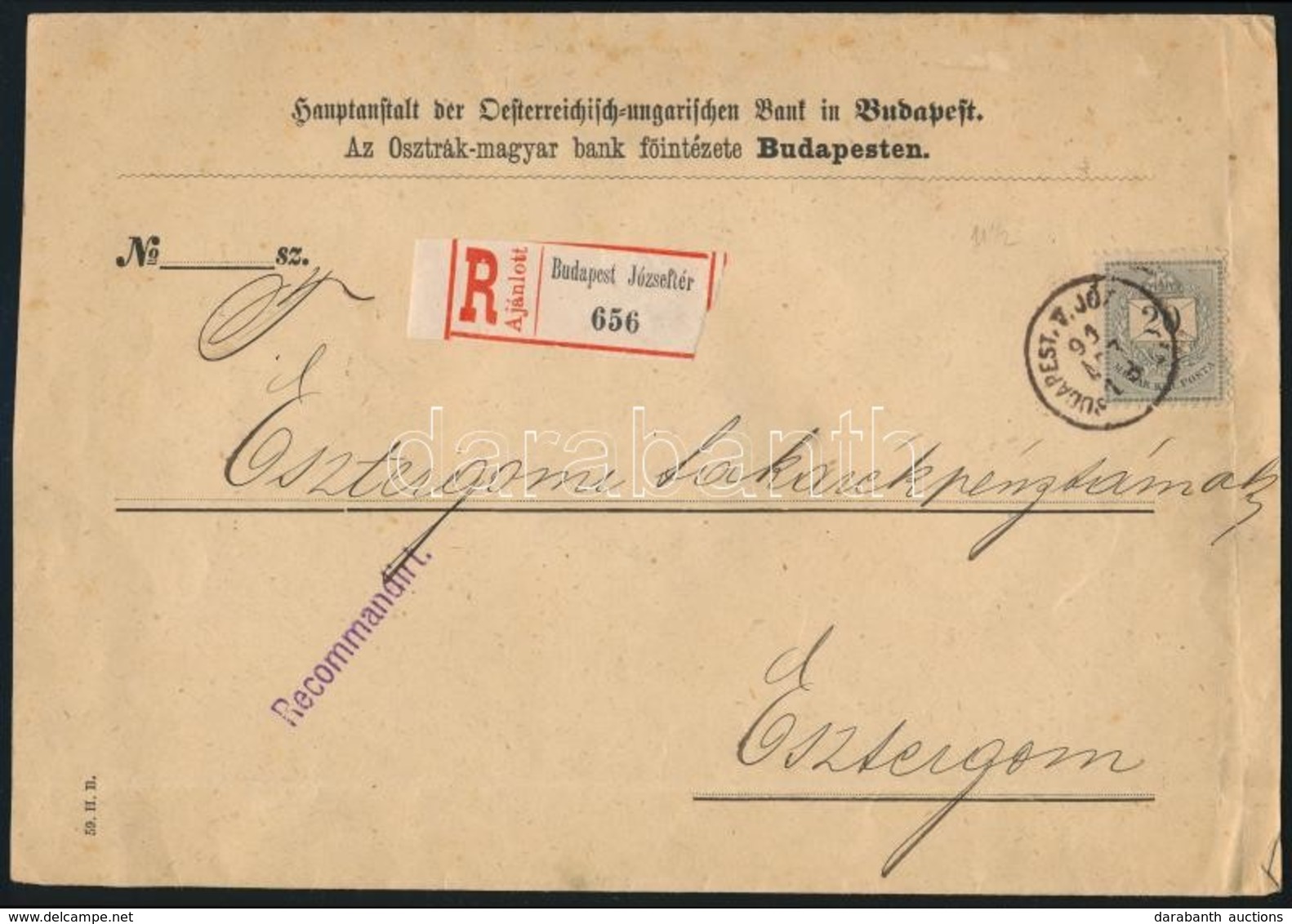 1891 Ajánlott Takarékpénztári Levél / Registered Business Cover - Sonstige & Ohne Zuordnung