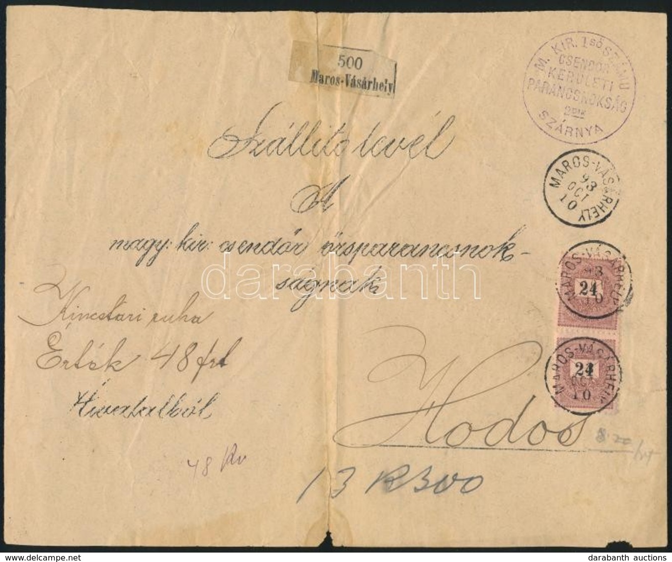 1893 24kr Pár Szállítólevélen / Pair On Parcel Card 'MAROS-VÁSÁRHELY' - Sonstige & Ohne Zuordnung