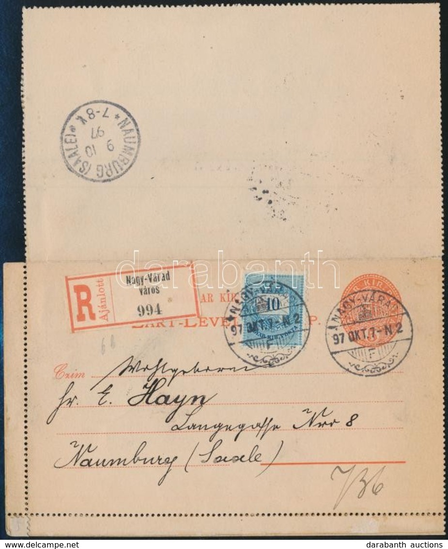 1897 Ajánlott Zárt Díjjegyes Levelezőlap 10kr Kiegészítéssel / Registered PS-cover Card With 10kr Additional Franking 'N - Sonstige & Ohne Zuordnung