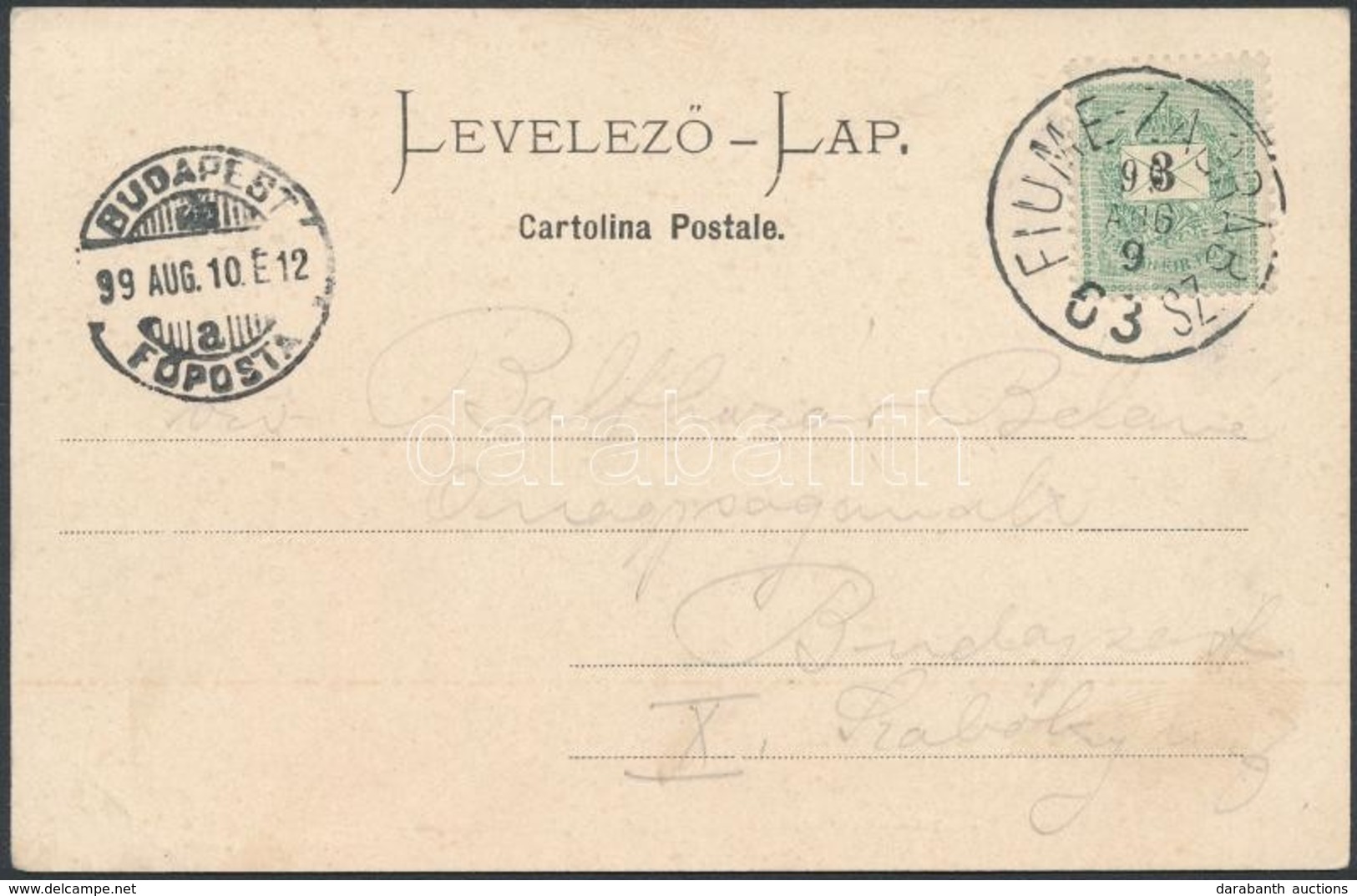 1899 3kr Képeslapon / On Postcard 'FIUME-ZÁGRÁB 63' - Autres & Non Classés