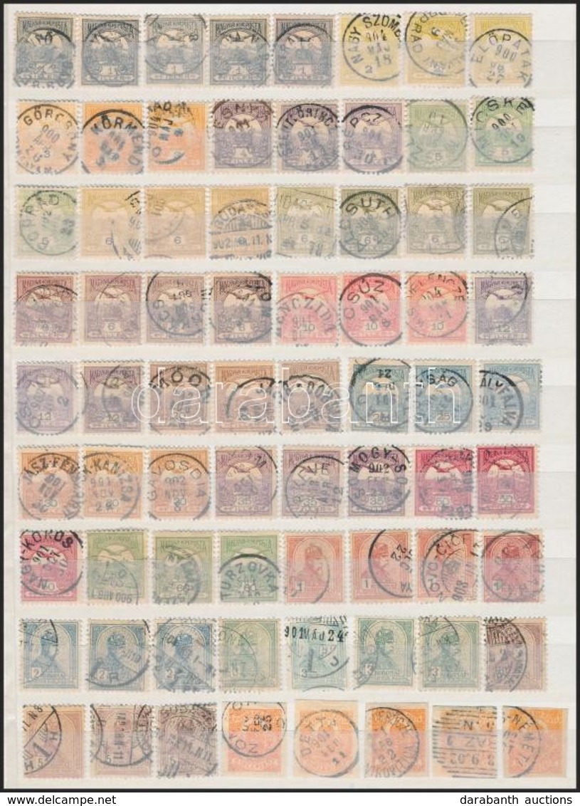 O 1900 Turul 72 Bélyeg Teljes Sorokkal, Hírlapbélyegekkel, Vízjel és Színváltozatokkal, Szép Bélyegzésekkel   / 72 Stamp - Autres & Non Classés