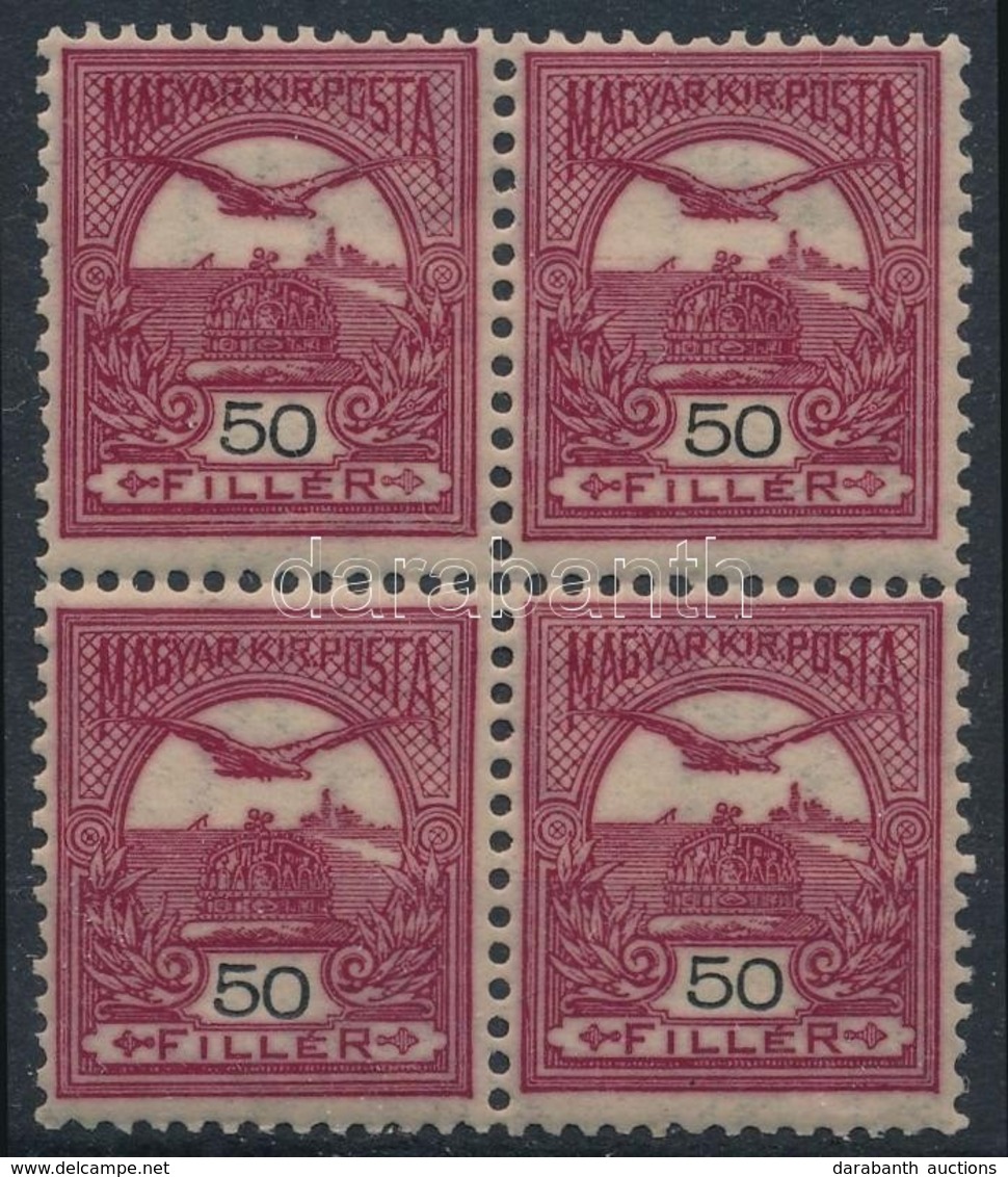 ** 1904 Turul 50f Négyestömb Borvörös, IV-es Számvízjellel (12.000) / Mi 85 B Block Of 4, IV In Watermark - Autres & Non Classés