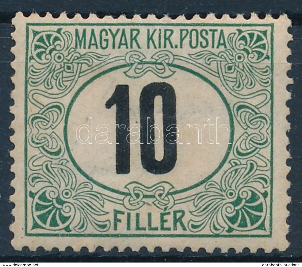 ** 1908 Zöldportó 10f Számvízjellel, Nagy Ritkaság! (12.000) / Postage Due Mi 22x With IV In Watermark. Extremely Rare! - Autres & Non Classés