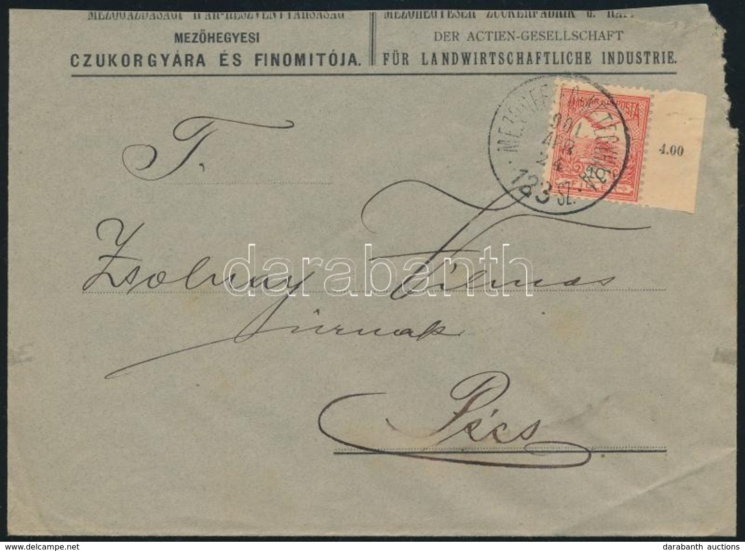 1901 Céges Levél MEZŐHEGYES-KÉTEGYHÁZA 123.SZ. Vasúti Bélyegzéssel / Business Cover With Railway Postmark - Sonstige & Ohne Zuordnung