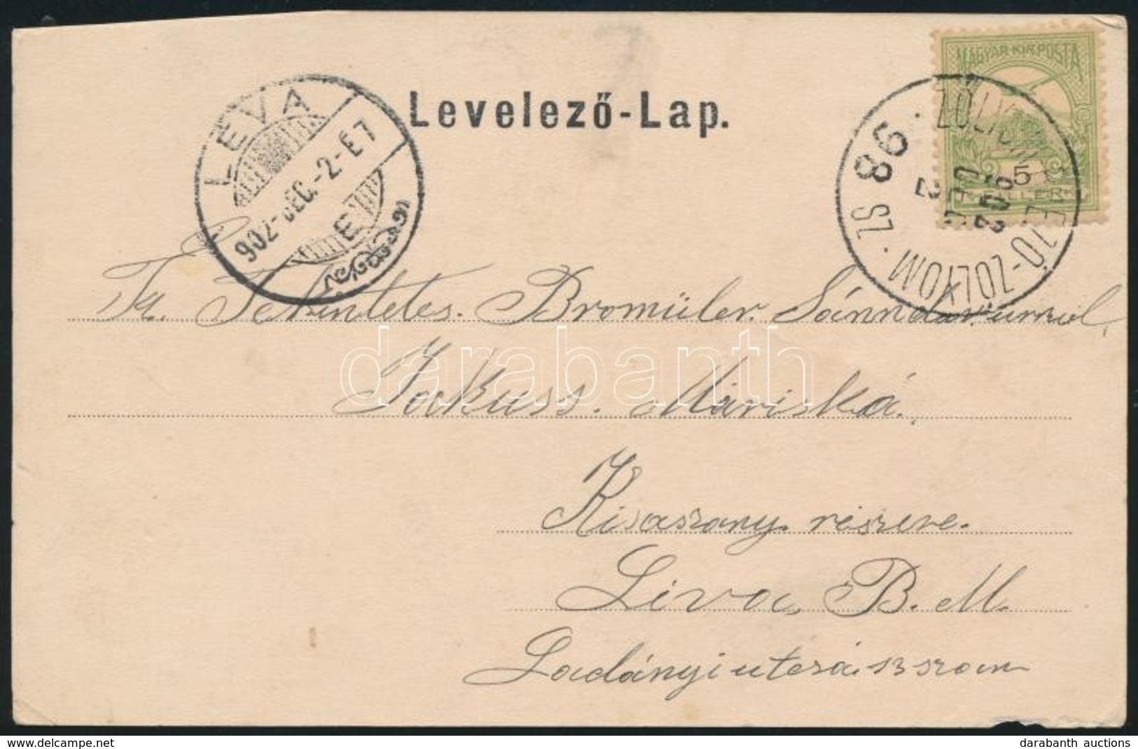 1902 Képes Levelezőlap ZÓLYOM-BREZÓ-ZÓLYOM 98.SZ. Vasúti Bélyegzéssel / Postcard With Railway Postmark - Sonstige & Ohne Zuordnung