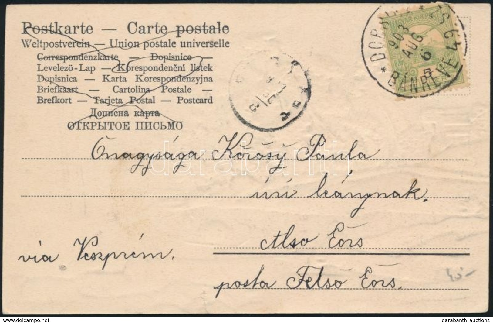 1903 Képes Levelezőlap DOBSINA-BÁNRÉVE 49.SZ. Vasúti Bélyegzéssel / Postcard With Railway Postmark - Sonstige & Ohne Zuordnung