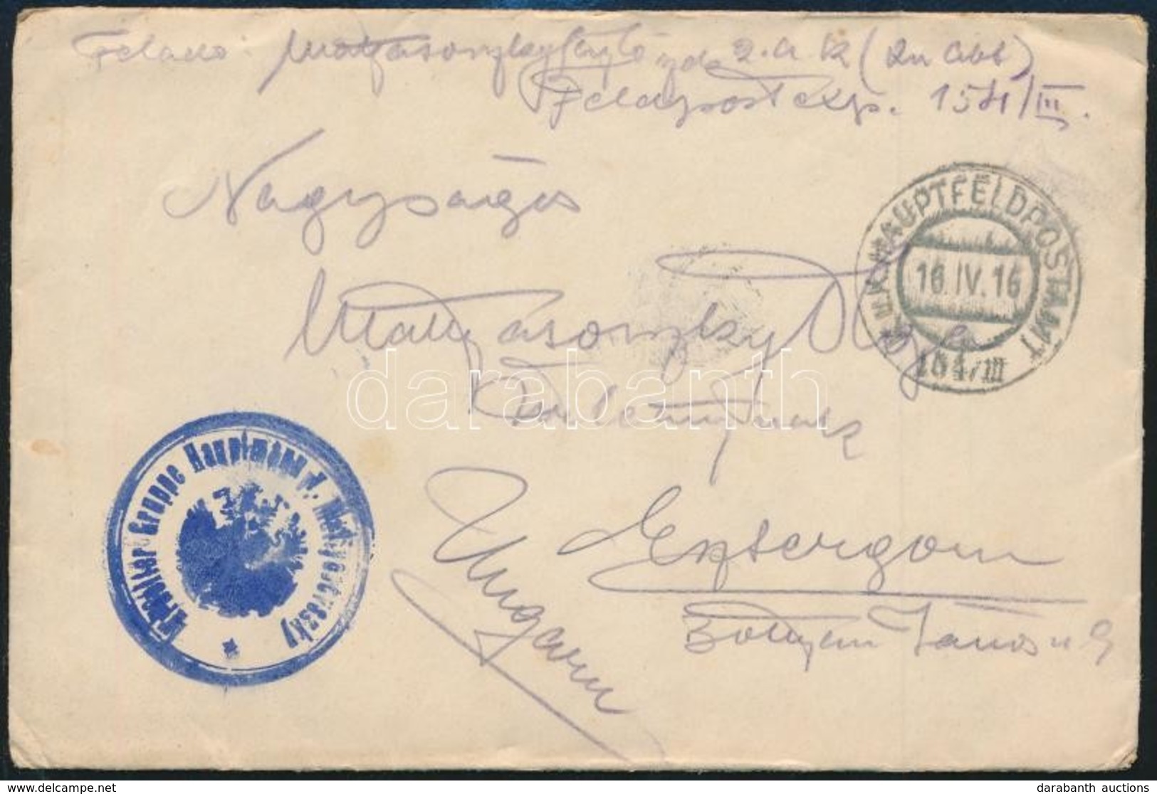 1916 Tábori Posta Levél Tartalommal / Field Post Cover With Content 'Arbeiter Gruppe Hauptmann V. Mattyasovszky' + 'HP 1 - Autres & Non Classés