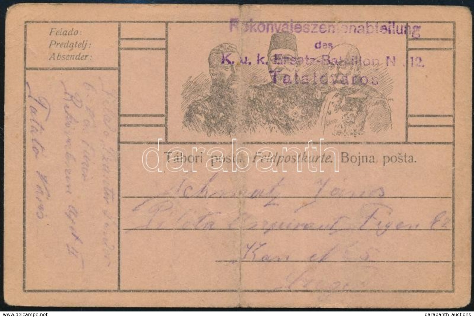 1916 Grafikus Tábori Posta Levelezőlap / Field Postcard 'Rekonvaleszentenabteilung Des K.u.K. Ersatz-Bataillon No.12. Ta - Autres & Non Classés