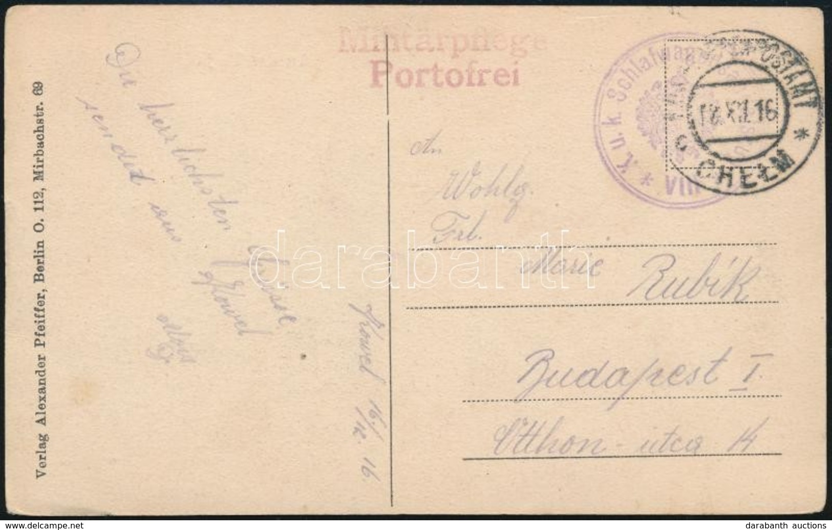 1916 Tábori Posta Képeslap / Field Postcard 'K.u.k. Schlafwagensanitätszug VIII' + 'EP CHELM C' - Autres & Non Classés