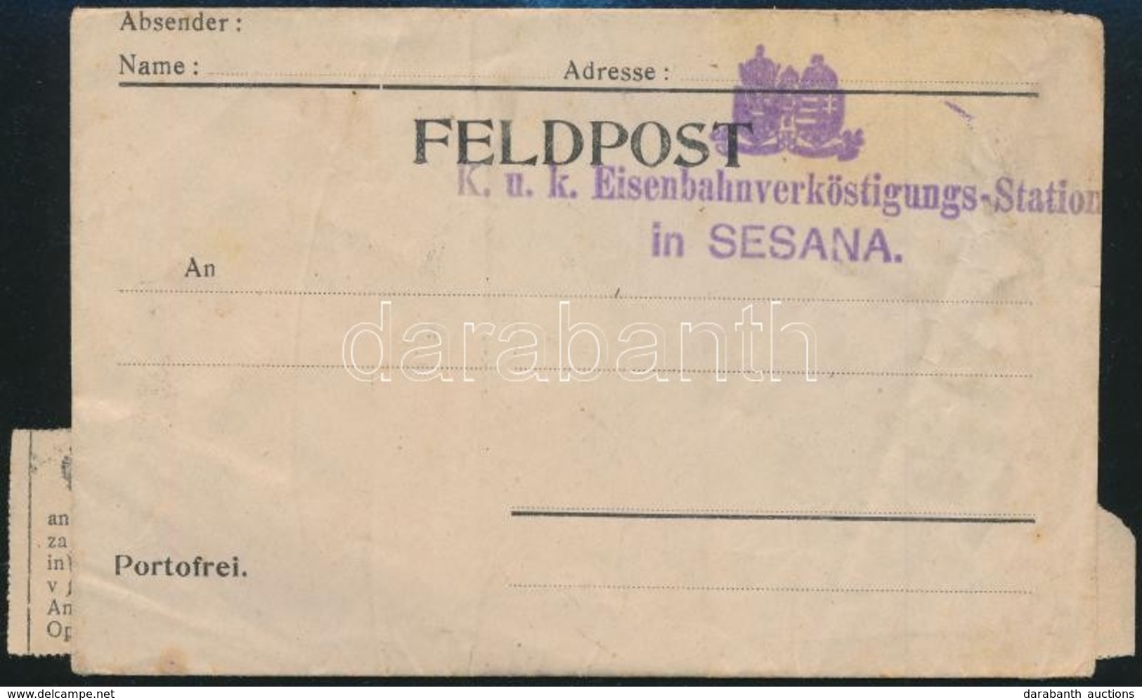 ~1916 Megíratlan Tábori Posta Levél + 2 Db Pénzes Szelvény / Field Post Cover 'K.u.k. Eisenbahnverköstigungs-Station In  - Other & Unclassified