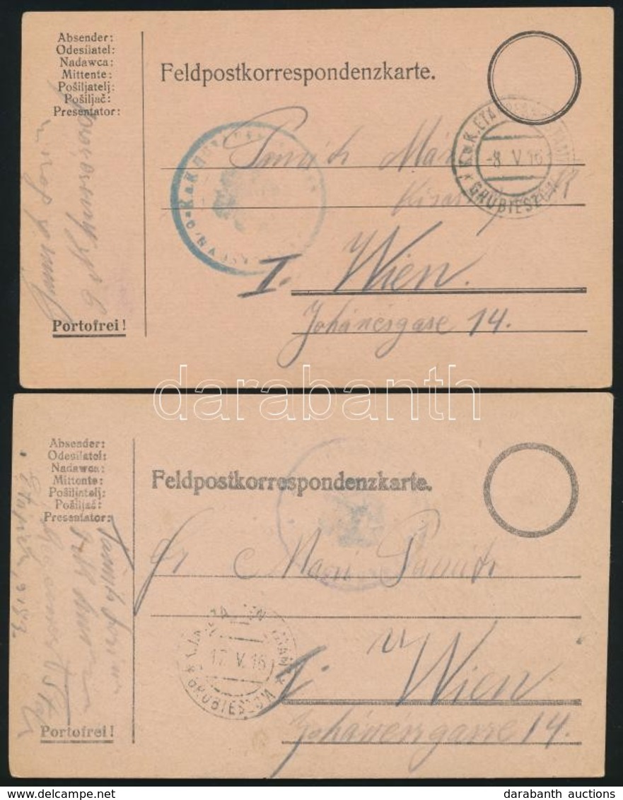 1916 2 Db Tábori Posta Levezőlap / Field PS-card 'EP GRUBIESZOW' - Andere & Zonder Classificatie