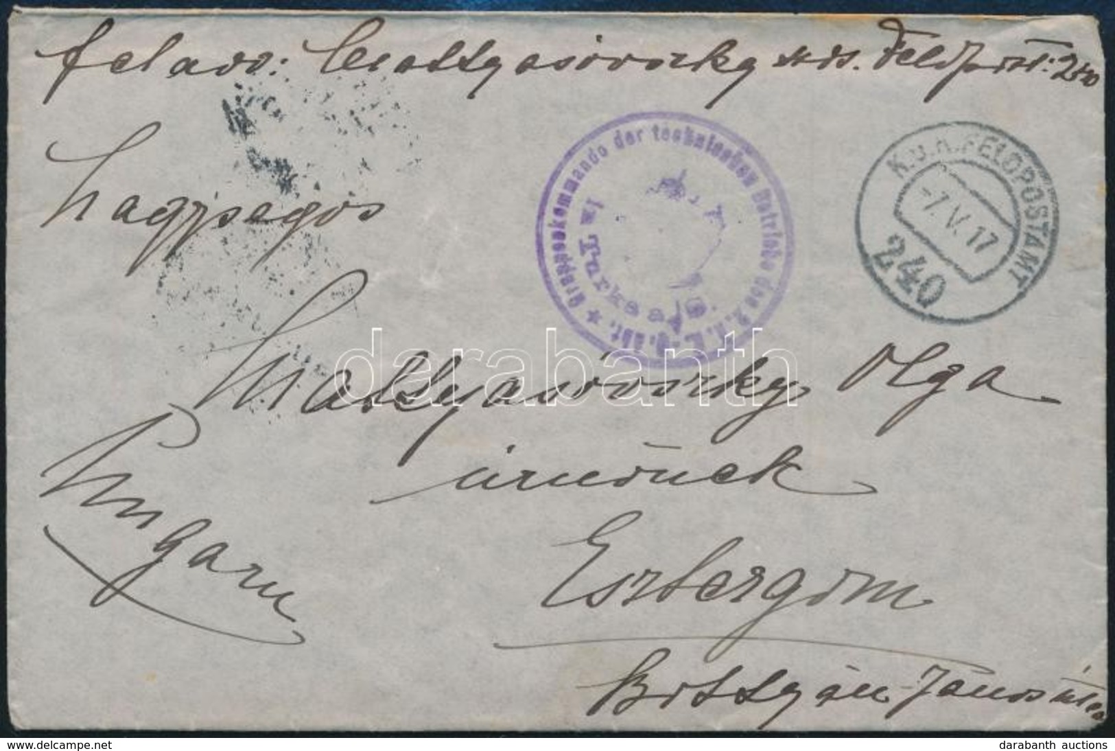 1917 Tábori Posta Levél Tartalommal / Field Post Cover With Content 'Gruppenkommando Der Teschnischen Betriebe Des 2/A.K - Autres & Non Classés