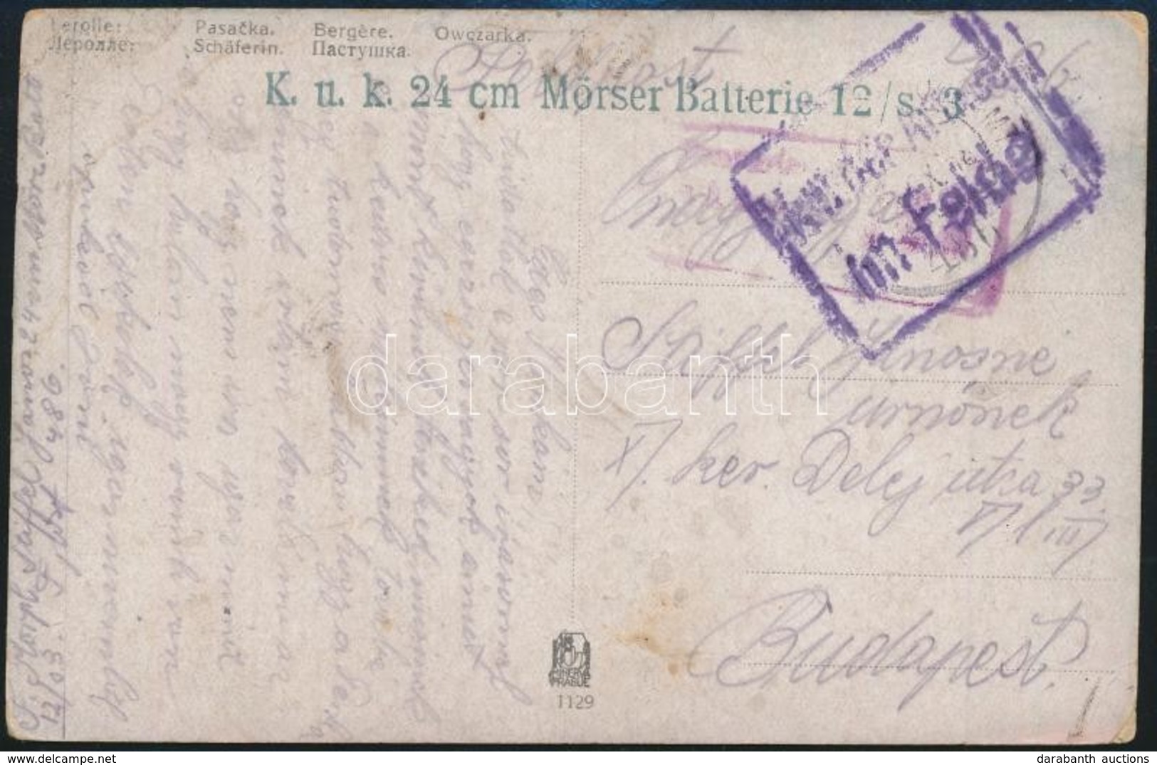 ~1917 Tábori Posta Képeslap / Field Postcard 'K.u.k. 24 Cm Mörser Batterie 12/s 3.' - Autres & Non Classés