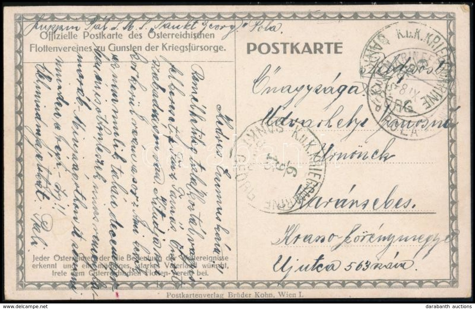 1915 Tábori Posta Képeslap / Field Postcard 'S.M.S. SANKT GEORG' - Other & Unclassified