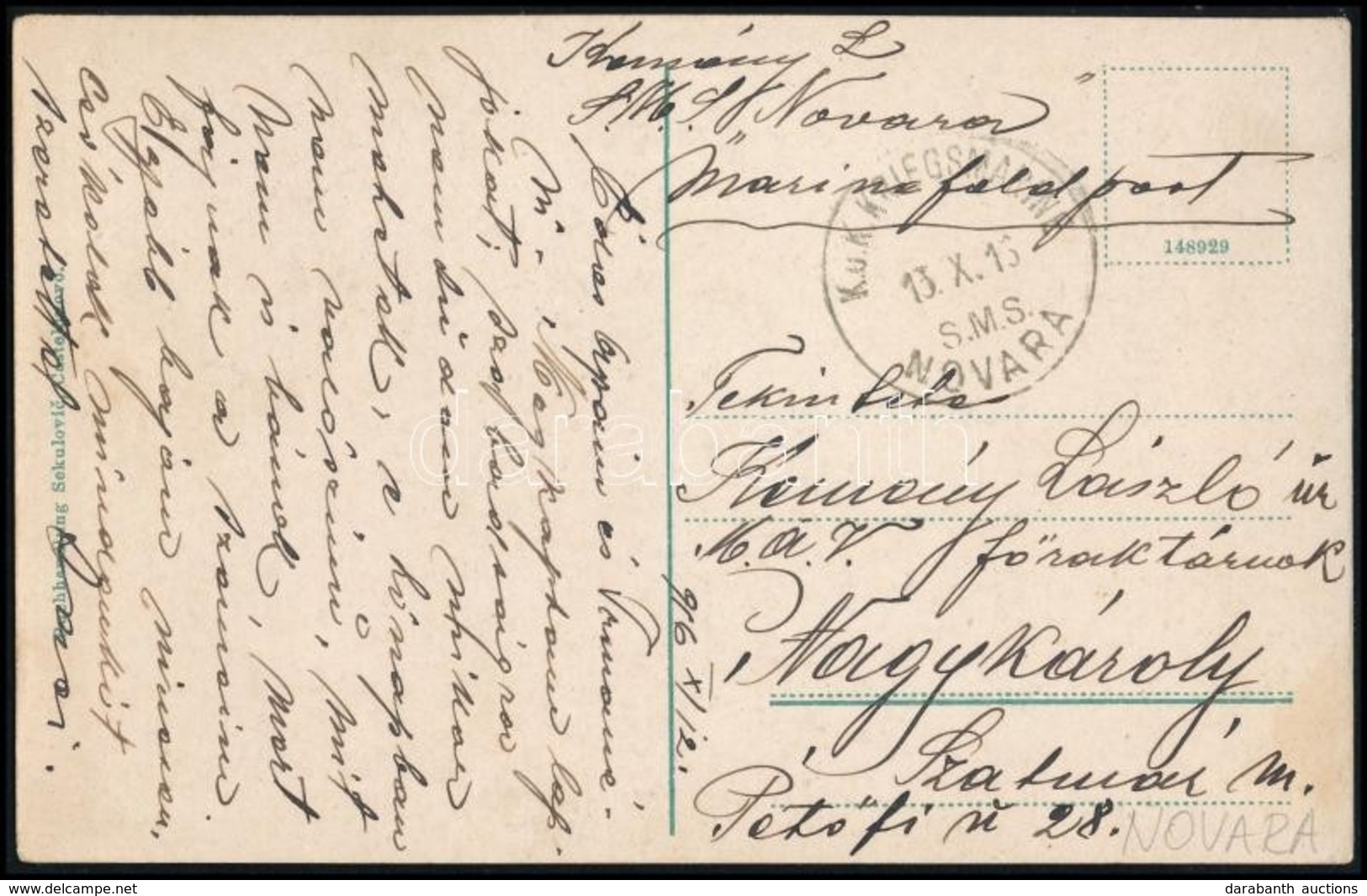 1915 Tábori Posta Képeslap / Field Postcard 'S.M.S. NOVARA' - Autres & Non Classés