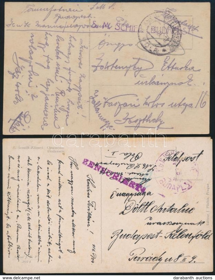 1915-1916 2db Tábori Posta Képeslap Különböző 'S.M.S. BUDAPEST' Bélyegzésekkel / 2 Field Postcard Different 'S.M.S. BUDA - Sonstige & Ohne Zuordnung