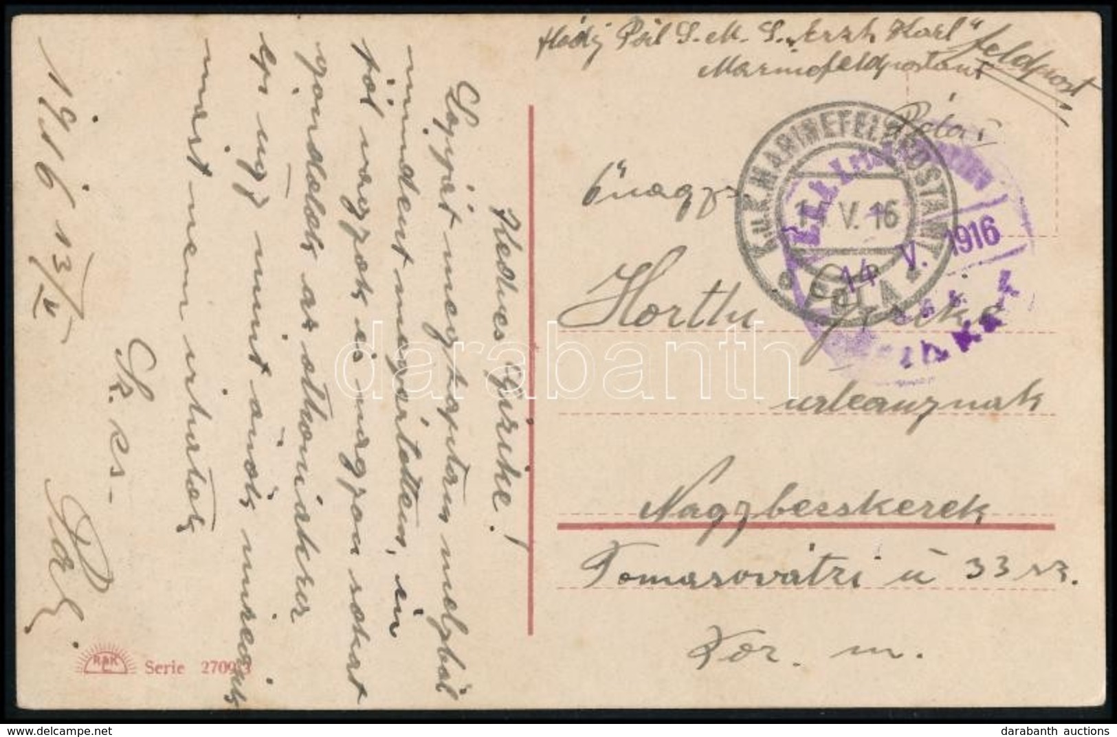 1916 Tábori Posta Képeslap / Field Postcard 'S.M.S. Erherzog Karl' - Autres & Non Classés