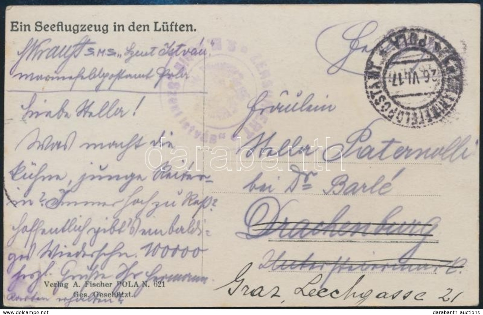 1917 Tábori Posta Fotó Képeslap / Field Postcard 'ZENSURIERT S.M. SCHIFF SZENT ISTVÁN' - Other & Unclassified