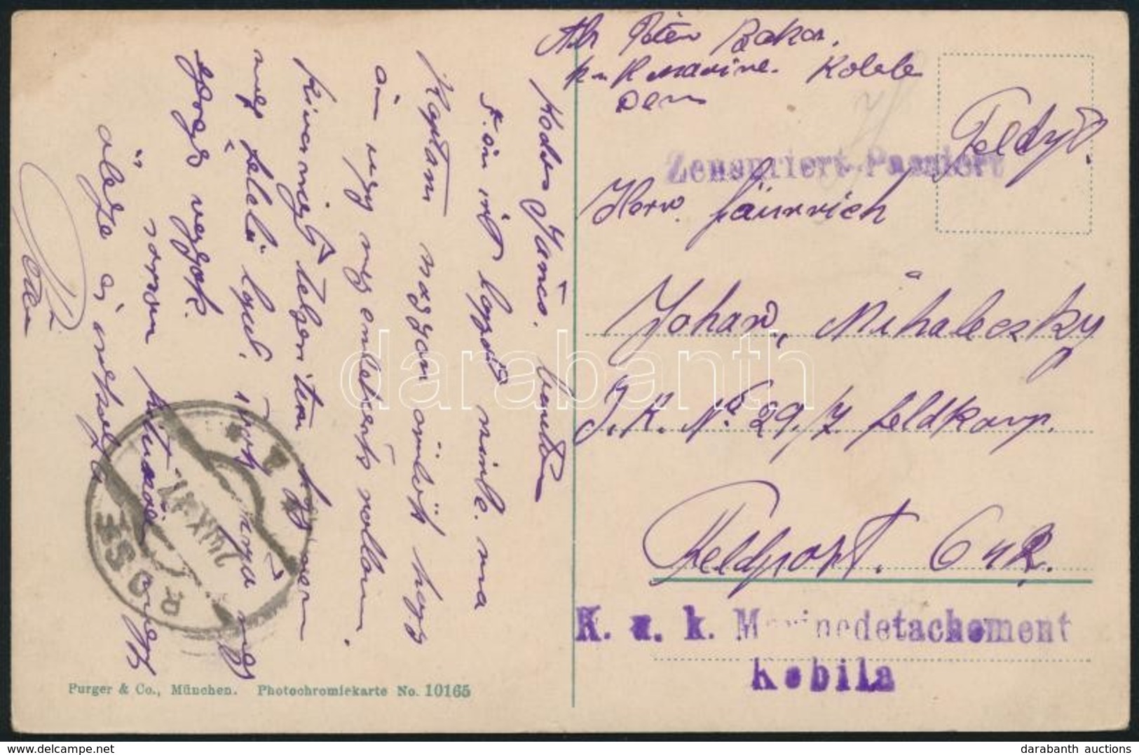 1917 Tábori Posta Képeslap / Field Postcard 'K.u.K. Marinedetachement Kobila' - Autres & Non Classés