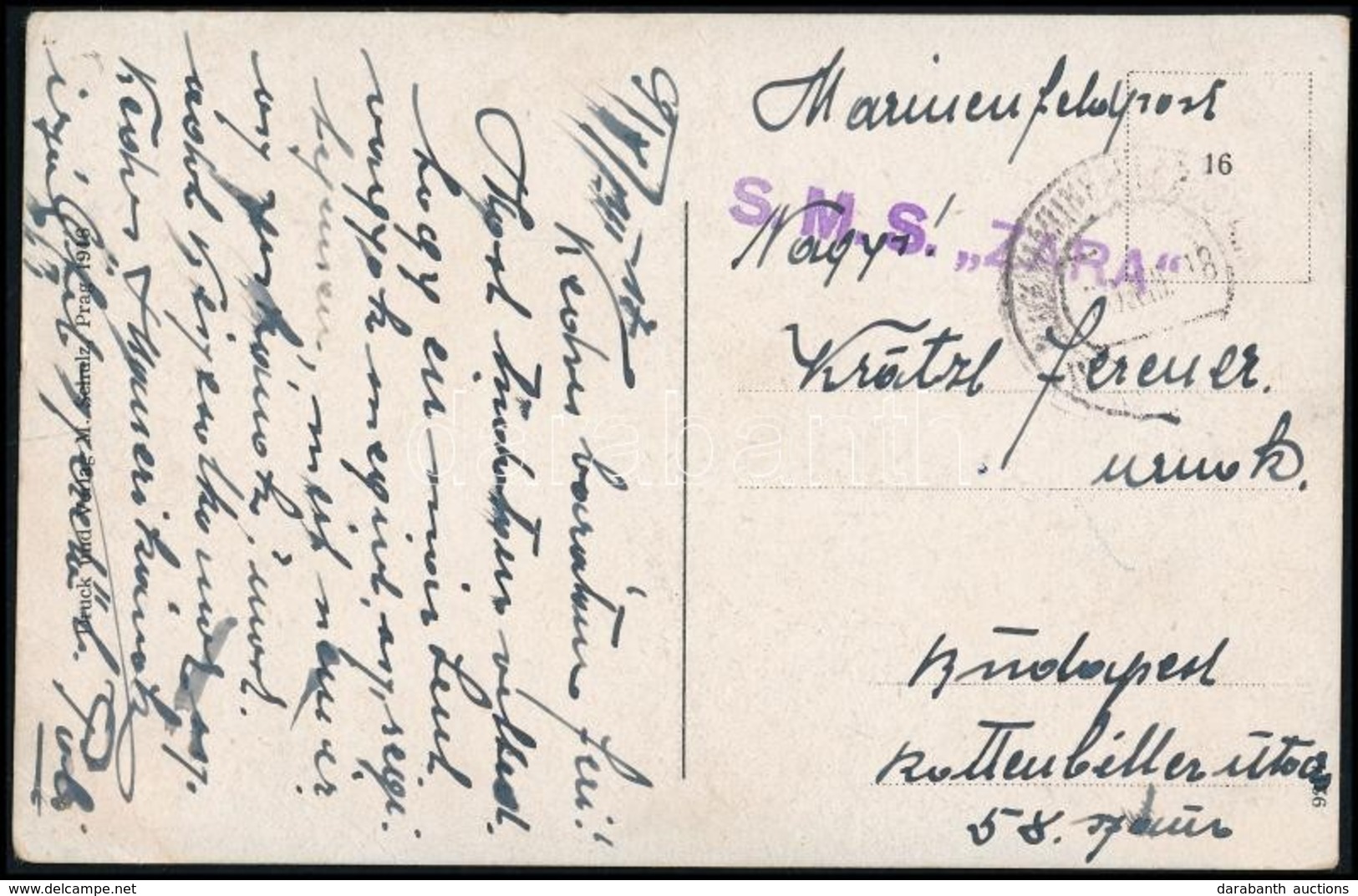 1918 Szent István Tábori Képeslap Hajópostával / Field Postcard 'S.M.S. ZARA' - Autres & Non Classés