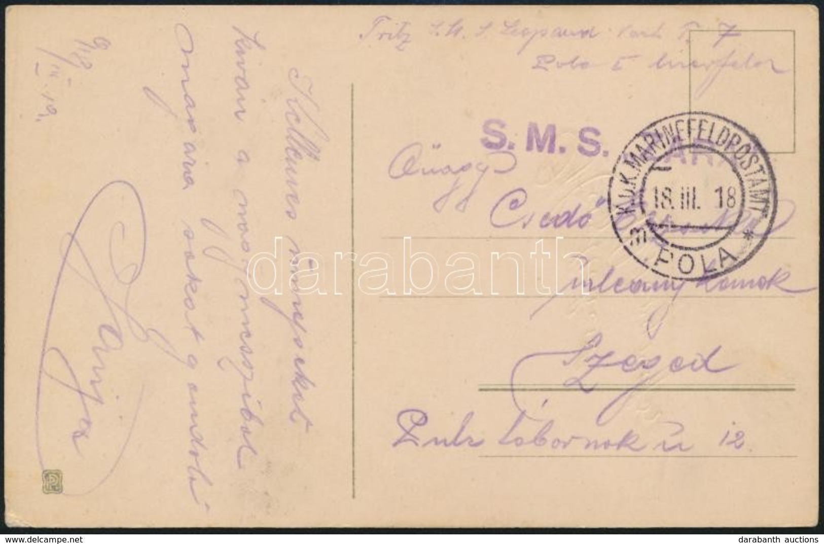 1918 Tábori Posta Képeslap / Field Postcard 'S.M.S. ZARA' - Other & Unclassified