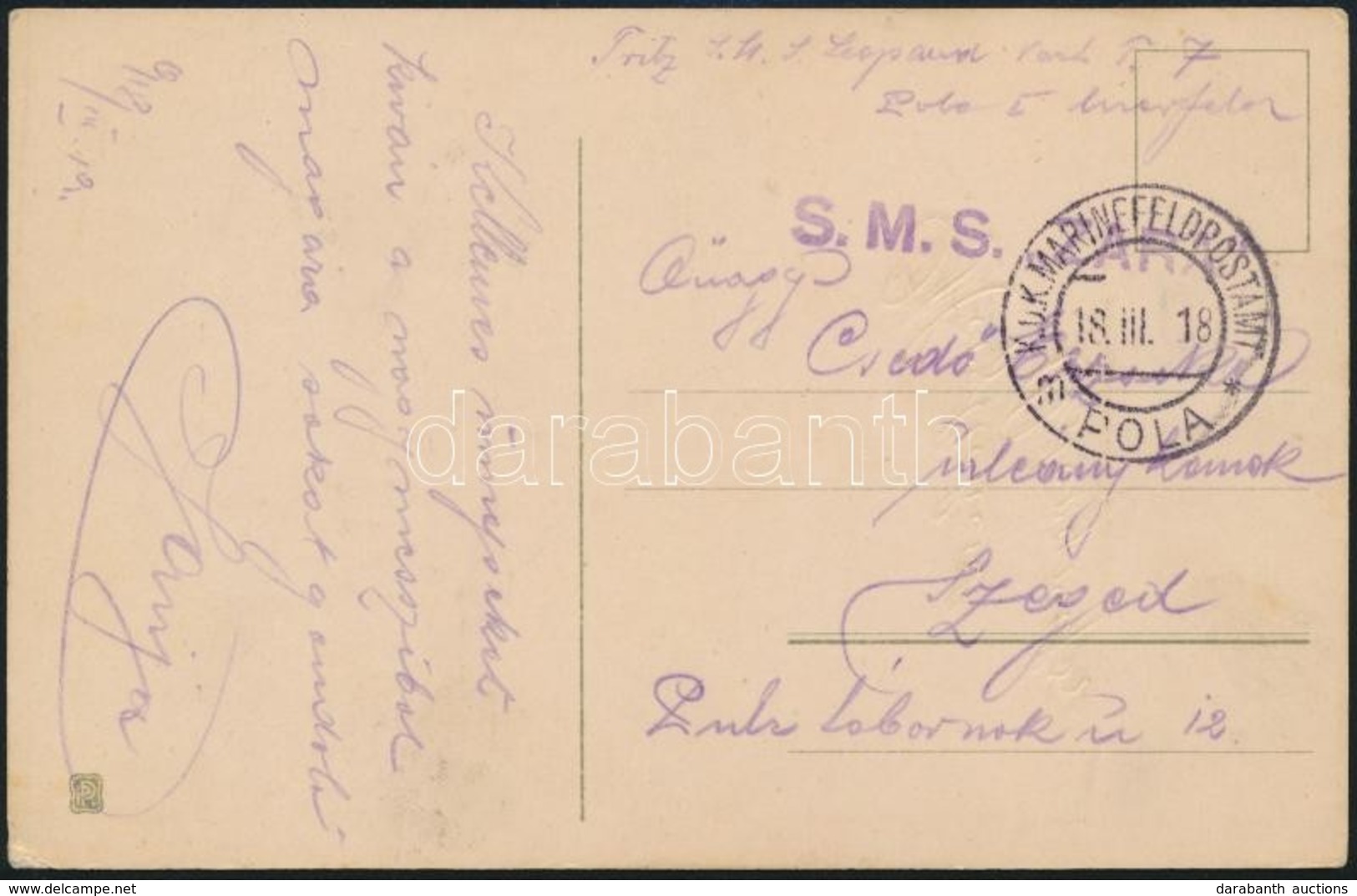 1918 Tábori Posta Képeslap / Field Postcard 'S.M.S. ZARA' - Autres & Non Classés