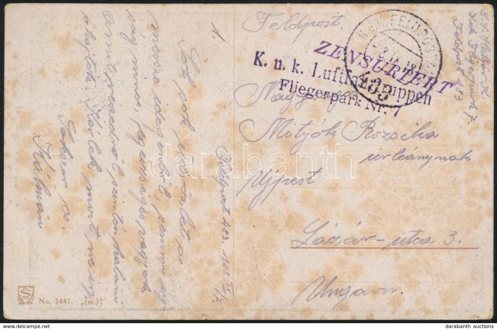 1918 Tábori Posta Képeslap / Field Postcard 'K.u.K. Luftfahrtruppen Fliegerpark Nr. 7' - Sonstige & Ohne Zuordnung