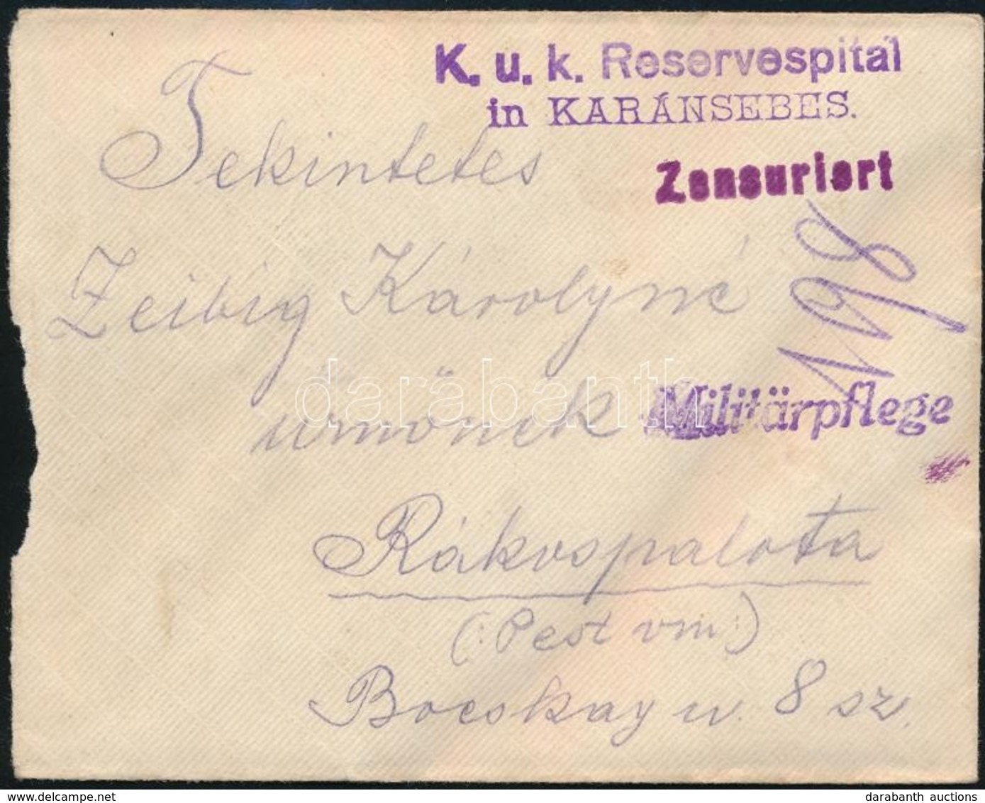 1915 Tábori Posta Boríték / Field Post Cover 'K.u.k. Reservespital In Karánsebes' - Other & Unclassified